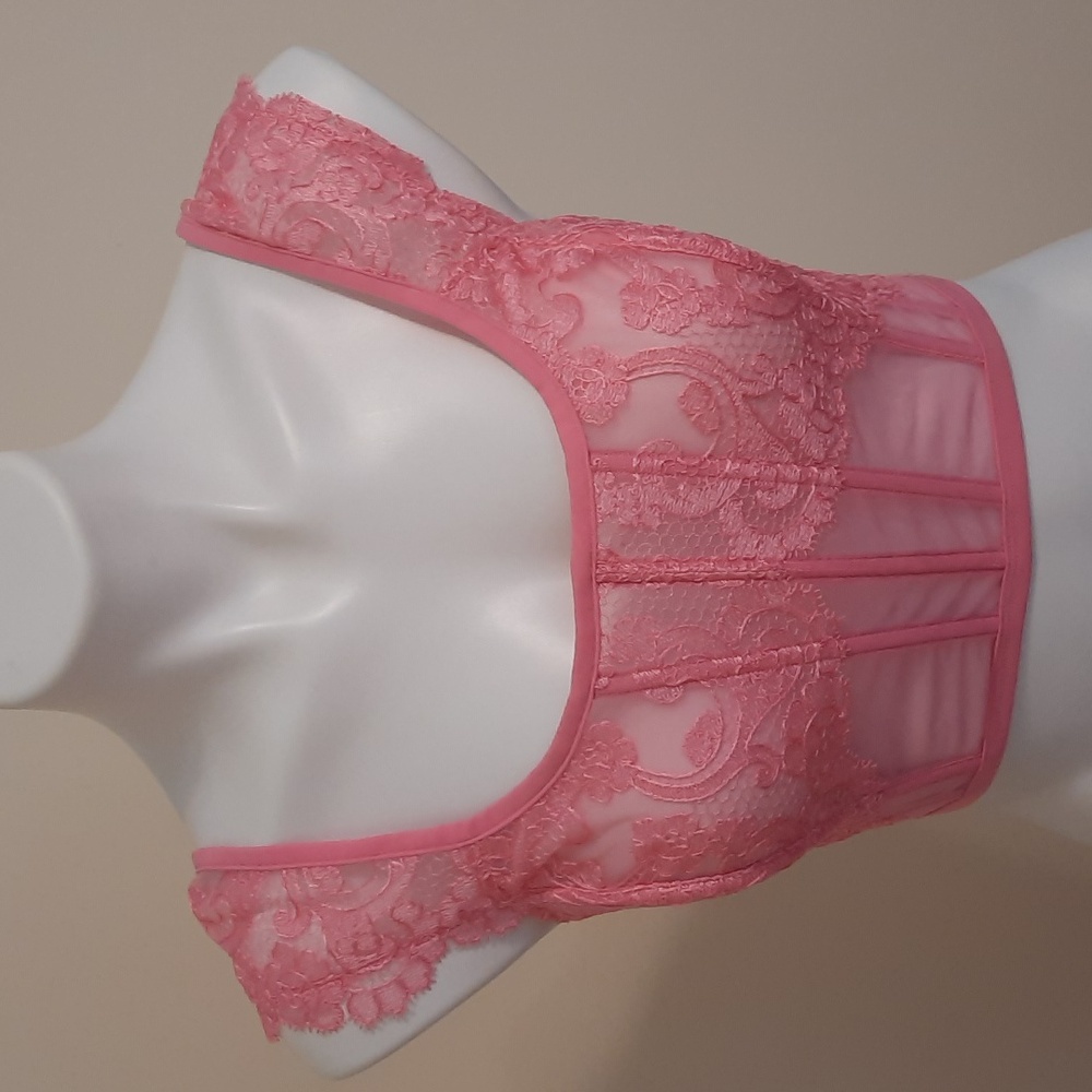 Victoria  secret pink lace top bra corset women size S Dd NWOT